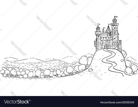 Cartoon drawing or fantasy landscape Royalty Free Vector