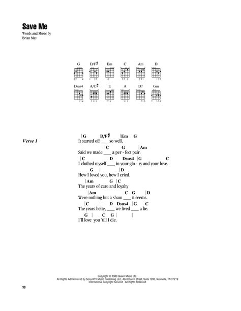 Save Me by Queen - Guitar Chords/Lyrics - Guitar Instructor