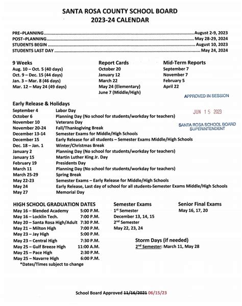 Santa Rosa County Fl School Calendar 2024 - Estel Janella