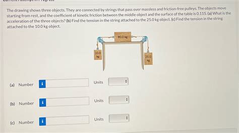 [Solved] The drawing shows three objects. They are connected by strings that... | Course Hero