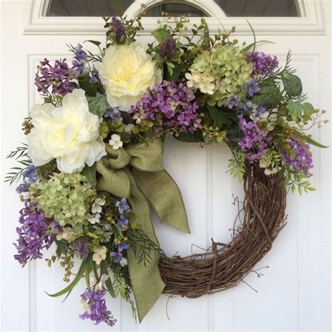 Spring Wreath-Hydrangea Wreath-Spring Door Wreath-Wedding Wreath-Summer ...