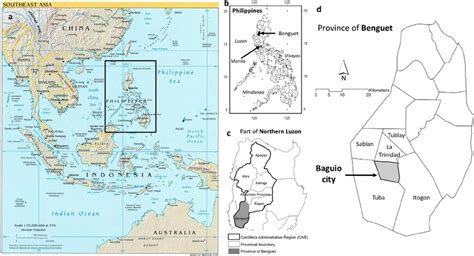 Location of Baguio city. (a) Map of South-East Asia ( source ...