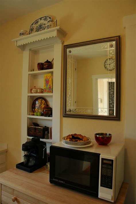 Inset wall cabinet updated with white wood top, detailed s… | Flickr