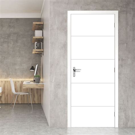 Santandor Horizontal 4 Line Smooth Door - White Primed