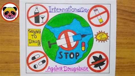 International Day Against Drug Abuse Drawing Stop Drug Day Awareness Poster Drugs Drawing Easy ...