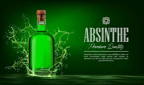 Absinthe alcohol liquor bottle with green splash 12963468 Vector Art at ...