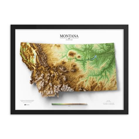 Montana Elevation Map Poster | Elevation map, Map poster, Poster