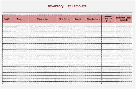 8 Free Sample Moving Inventory List Templates - Printable Samples