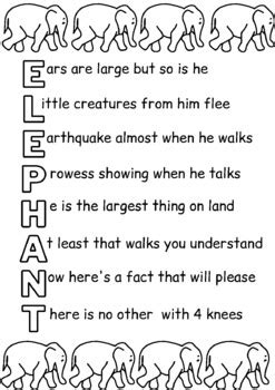 Elephant Poem by Monique Bensemann | TPT