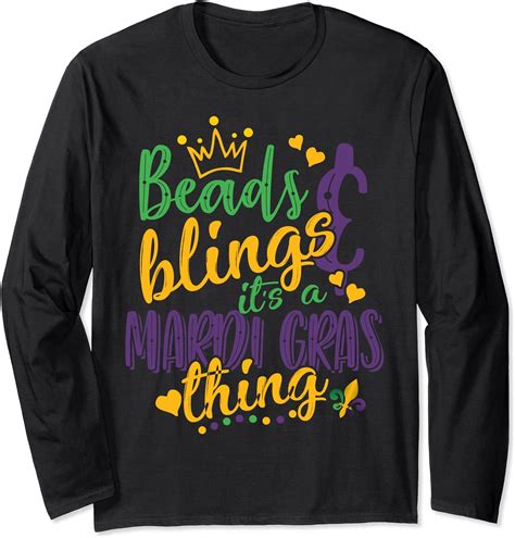 Amazon.com: Beads Blings it's a Mardi Gras thing Long Sleeve Shirt Long Sleeve T-Shirt ...