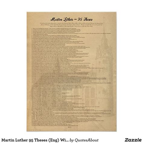 Martin Luther 95 Theses (Eng) Wittenberg Church Poster Tuesdays With Morrie, Mitch Albom ...