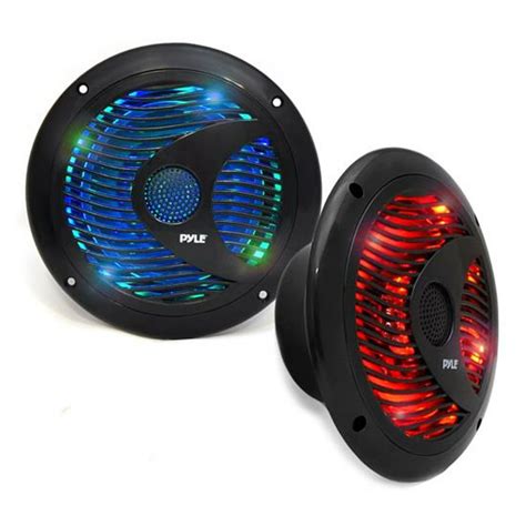 6.5" Waterproof Audio Marine Grade Dual Speakers with Built-in Programmable Multi-Color LED ...