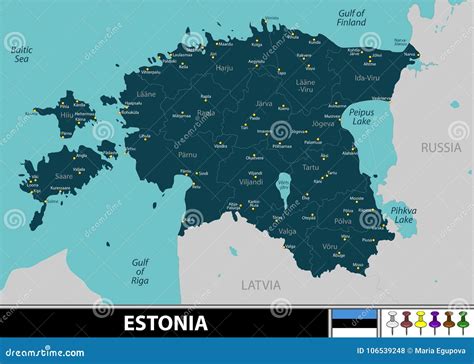 Map of Estonia stock vector. Illustration of parnu, saare - 106539248