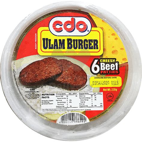 Cdo Ulam Burger With Cheese 228gr | Shop | Walter Mart