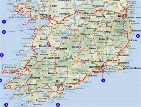 Map of southern ireland counties and cities - map of southern ireland ...