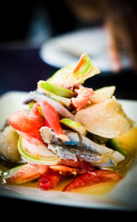 Raw Crab Salad - the blue crabs are marinated in fish sauce for a few ...