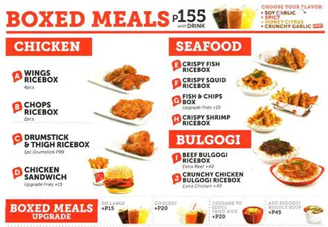 BonChon Menu, Menu for BonChon, SRP (South Road Properties), Cebu City ...