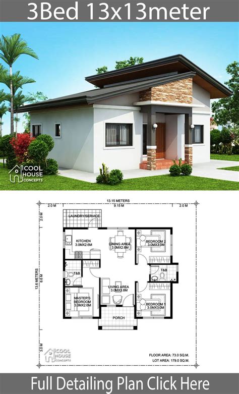 Home design Plan 13x13m with 3 bedrooms - Home Design with Plansearch ...