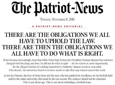 Patriot-News Front Page: 'As for Paterno, This Must Be His Last Season ...