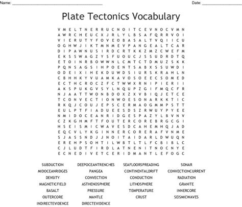 Plate Tectonics Puzzle Worksheet Answers | Printable | Word Search Printable