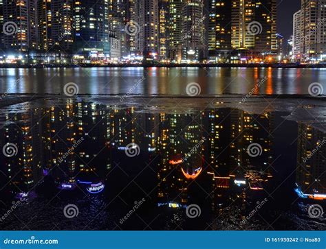 Puddle Reflection of Busan Skyline at Night South Korea Editorial Photography - Image of ...