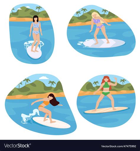 Surfers characters collection Royalty Free Vector Image