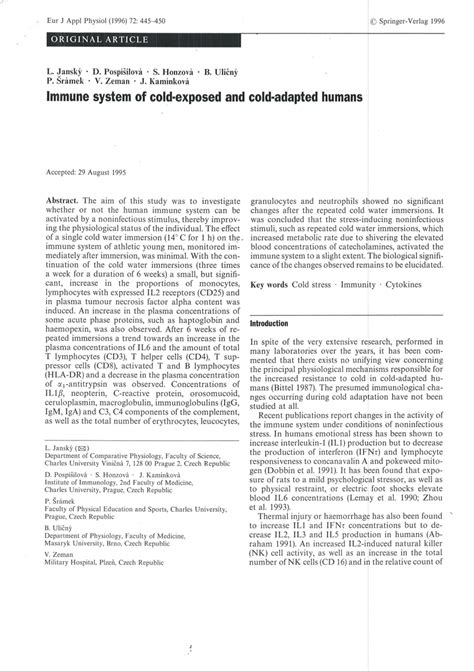 (PDF) Immune system of cold exposed an cold adapted humans