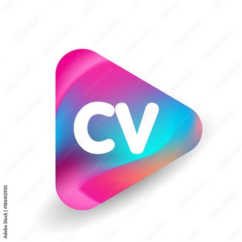 Letter CV logo in triangle shape and colorful background, letter ...