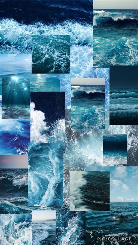 Ocean Wave Aesthetic Collage Wallpaper