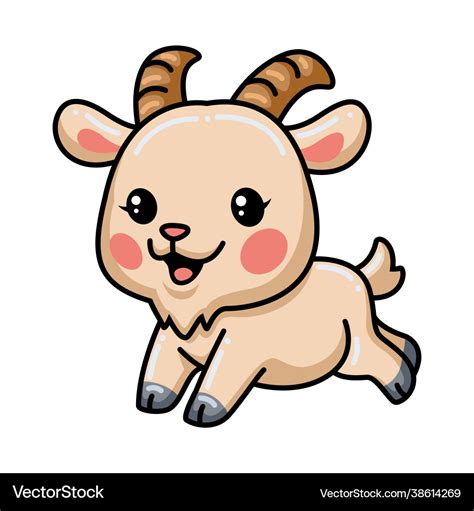 Cute baby goat cartoon running Royalty Free Vector Image