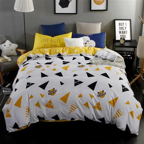 Bright yellow flat sheet blue color reactive printed brushed microfiber ...