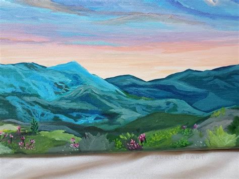 Colorful Mountain Sunset Acrylic Painting on Canvas Original - Etsy