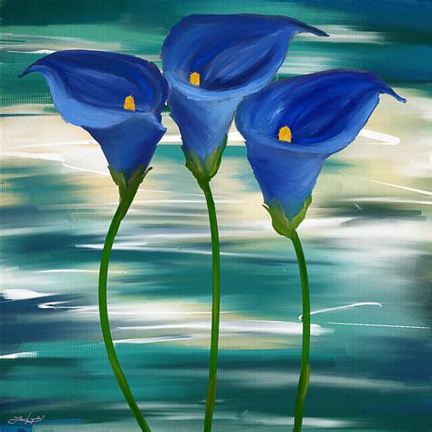 Calla Trio- Calla Lily Paintings Painting by Lourry Legarde