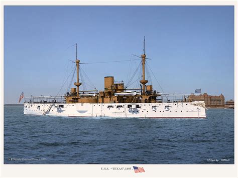 USS Texas, the first American battleship, in 1895 (colorized) [1280x960] : r/WarshipPorn