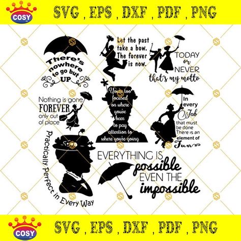 Mary Poppins Quotes Svg Bundle Mary Poppins Svg Dxf Eps Png Cut Files ...