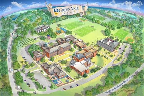 Green Vale School Campus Map Illustration