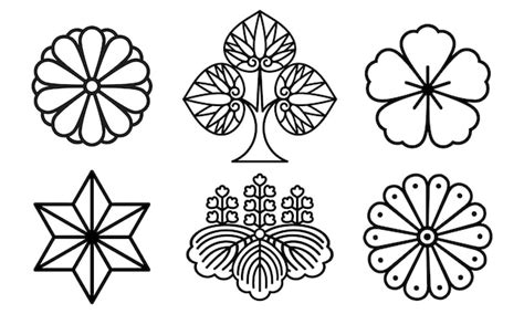 Premium Vector | Japanese icons symbols set or collection of traditional plants in blossom ...