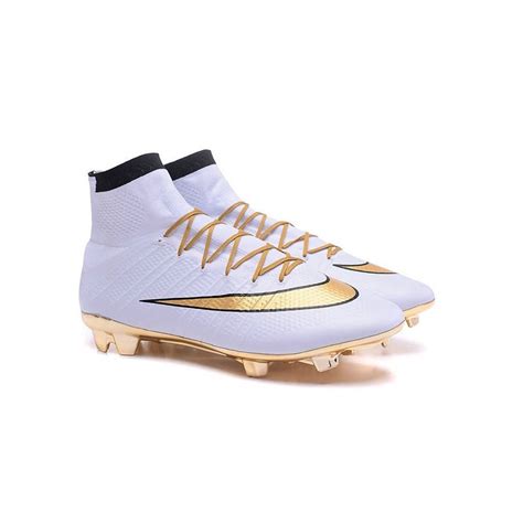 Top New Nike Mercurial Superfly Iv FG Football Cleats Ronaldo White Gold