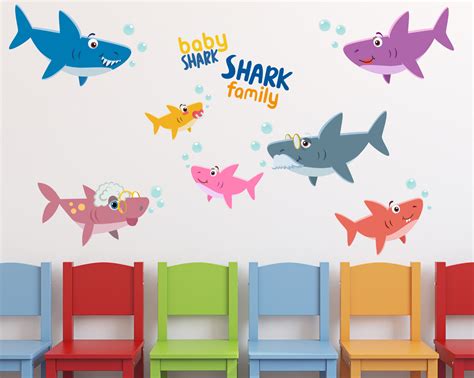 Baby Shark Family Wall Decals #1493 - InnovativeStencils