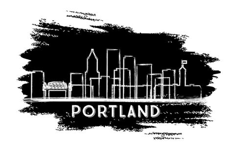 Portland Oregon City Skyline Silhouette.