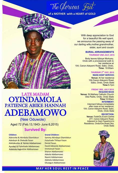 Ayo Adebamowo: A Tribute to My Late Mum from the Depth of my Heart