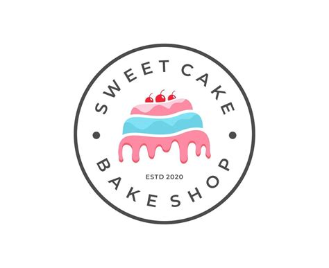 Sweet Shop logo design template. vector of cake with cherries with badge, emblem design 8710154 ...