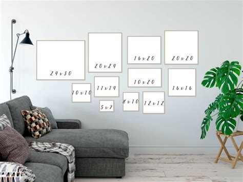 Wall Display Guide Size Comparison Chart Landscape (1) Photoshop Layered Template; Leather Sofa ...