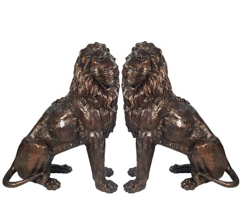 Bronze Sitting Lion Sculpture Set | Metropolitan Galleries Inc.