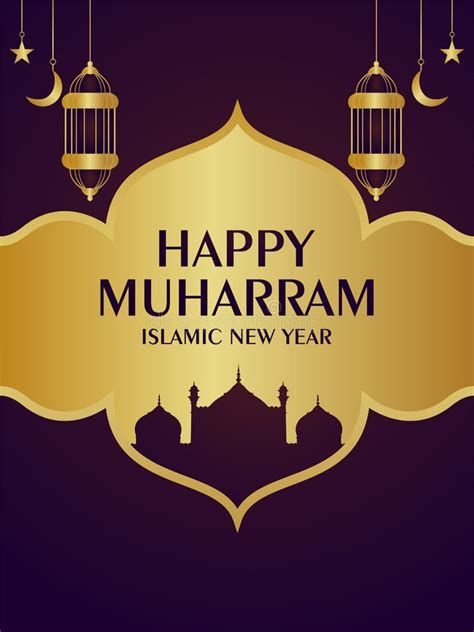 Happy Muharram Celebration Party Poster with Golden Lantern Stock Photo - Image of happy, bakrid ...