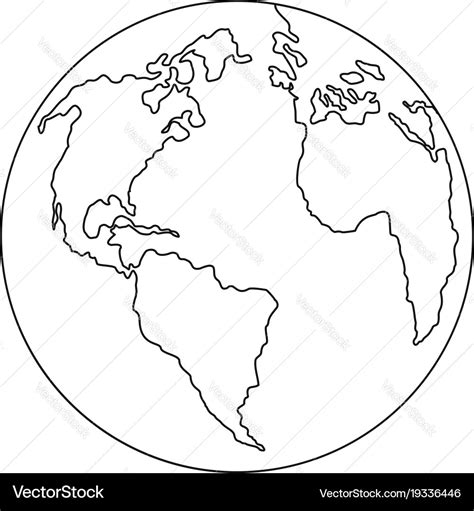 Continent planet icon outline style Royalty Free Vector