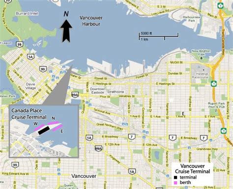 Vancouver cruise ship terminal map - Canada place cruise ship terminal map (British Columbia ...