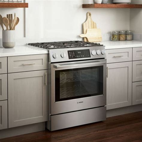 Bosch 800 Series 30" Stainless Steel Slide In Dual Fuel Range | Appliance Center of Toledo ...