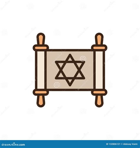 Jewish Torah Book Icon On White Background. The Book Of The Pentateuch Of Moses. On The Cover Of ...