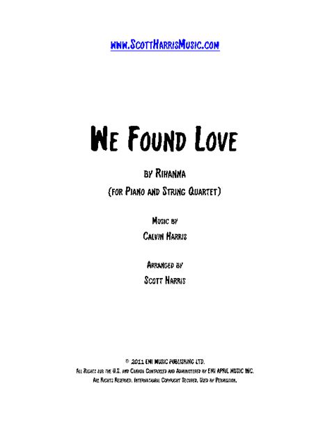 We Found Love Sheet Music | Glee Cast | String Quartet